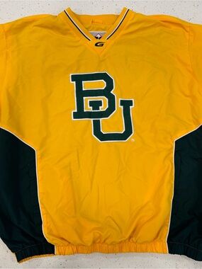 Vintage 90’s Baylor Bears, Pullover Windbreaker Jacket, V-Neck, Embroidered BU
